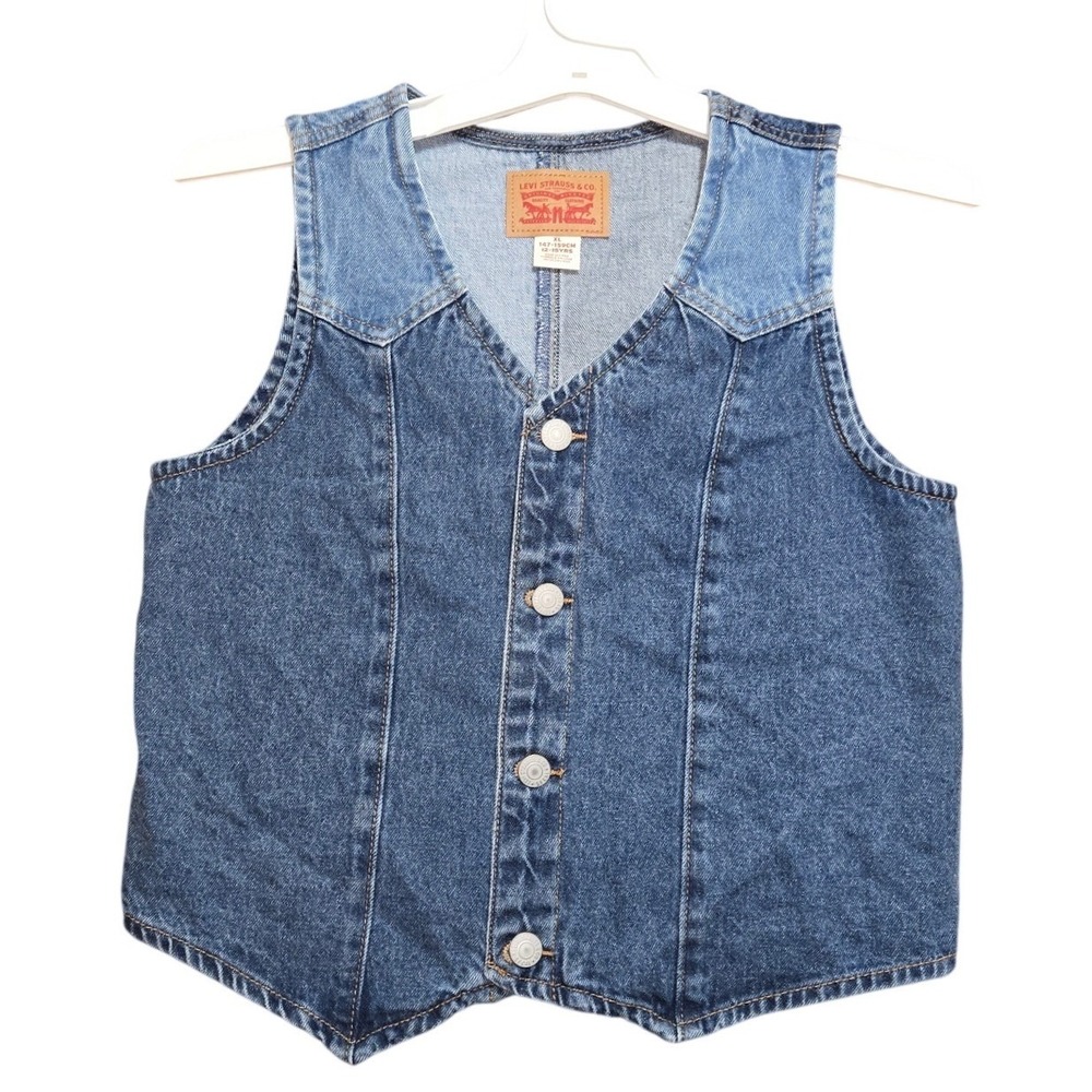 Levis Girls Rodeo Two Tone Denim Vest Blue XL 12-15 yrs 4MN588-MFK NWT